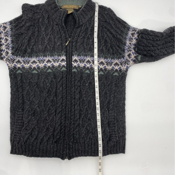 Inis Crafts Gray Full Zip made in Ireland sweater size L - Picture 11 of 13
